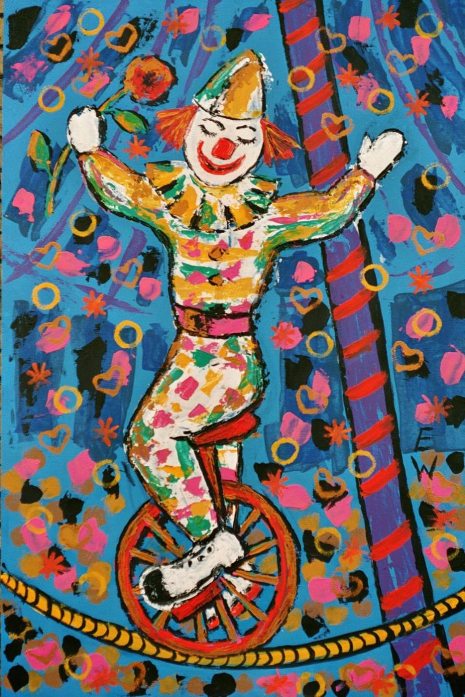 Clown auf dem Einrad von Clown auf dem Einrad