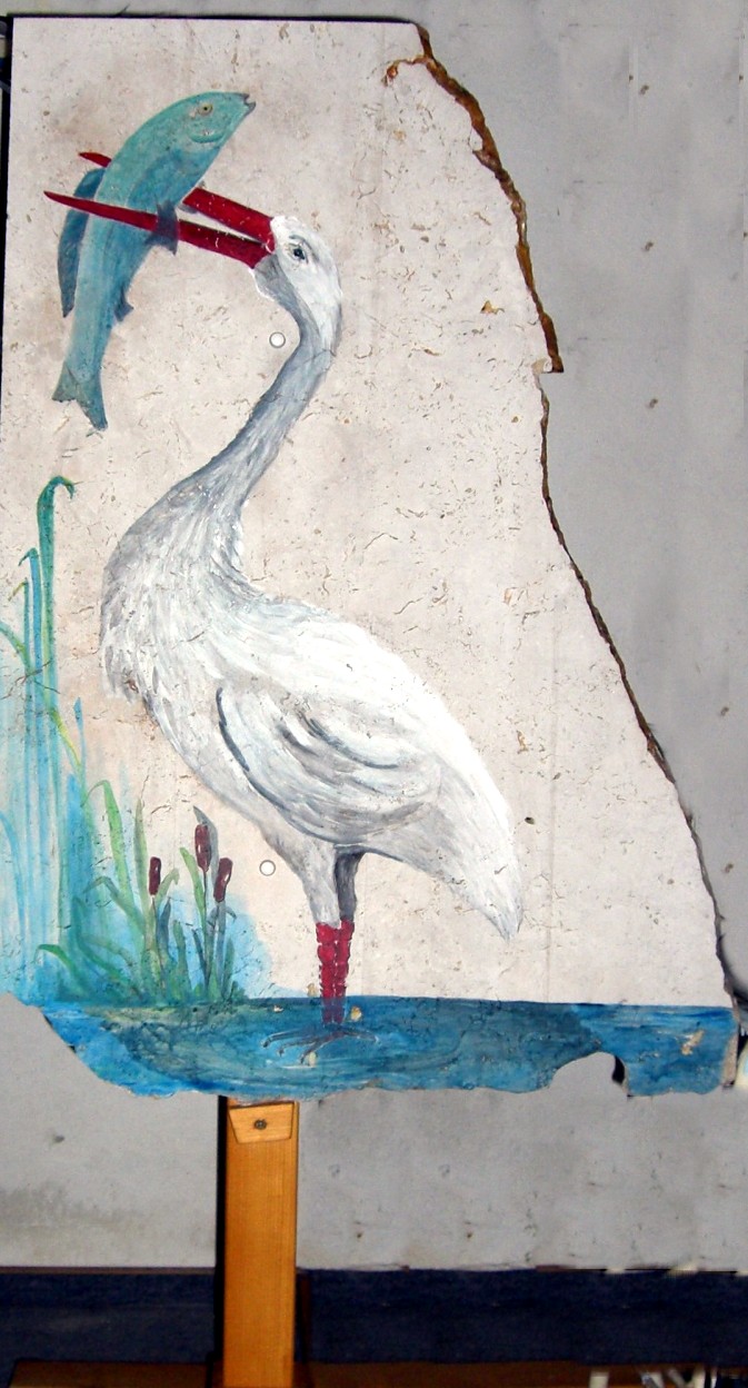 Vogel Reiher auf Auer-Marmor von ERottler Vogel Reiher auf Auer-Marmor