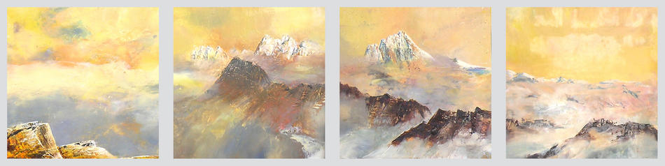 Golden sunrise. Screen in 4 parts. von Golden sunrise. Screen in 4 parts.
