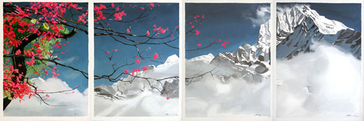 Blossoming tree in Himalayas von Blossoming tree in Himalayas