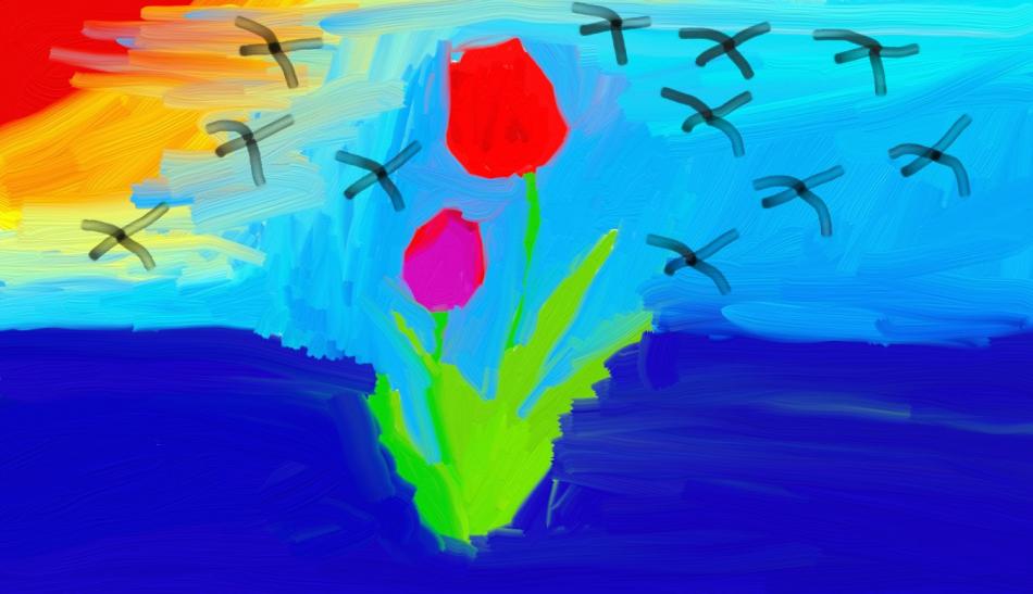 Tulpe bei Sonnenuntergang in Blue Wasser von Tulpe bei Sonnenuntergang in Blue Wasser