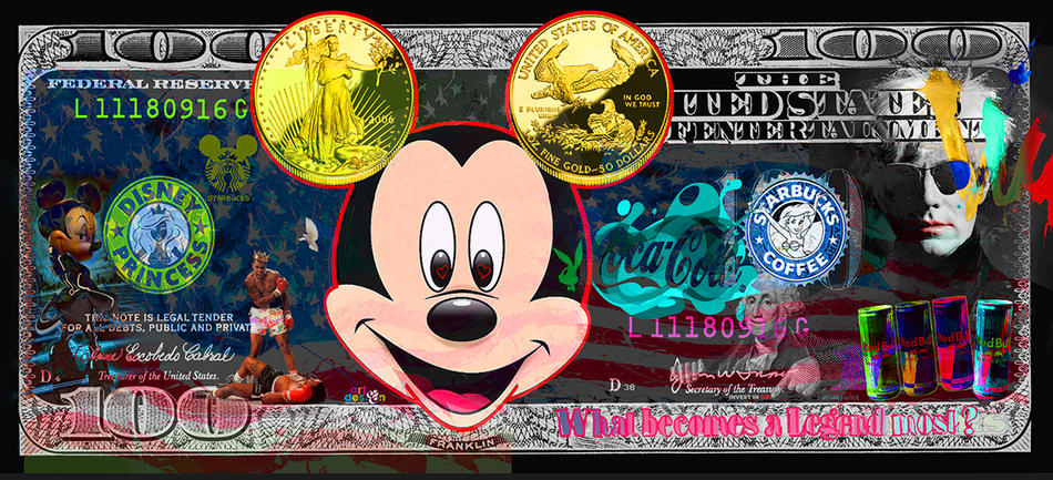 DOLLAR-ART Mickey with golddollar ears von Wolfgang d`Autriche DOLLAR-ART Mickey with golddollar ears