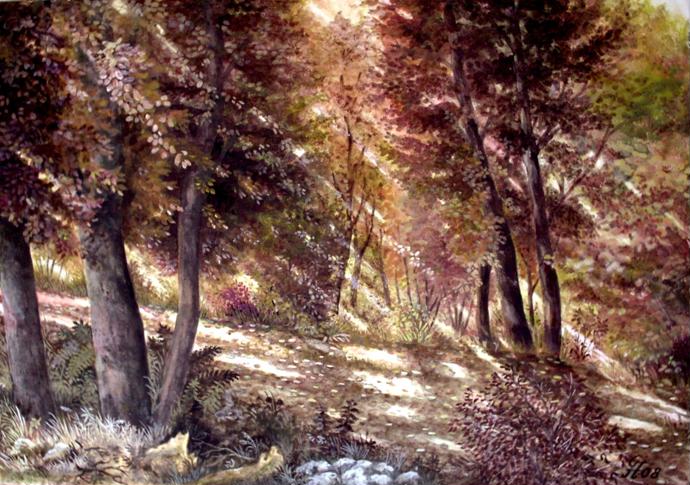 Sonnenstrahlen im Herbstwald von GH Sonnenstrahlen im Herbstwald
