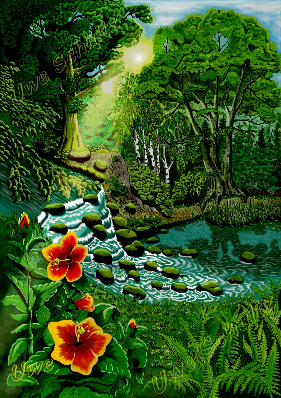 Wasserfall im Sonnenlicht von Uwe Wasserfall im Sonnenlicht
