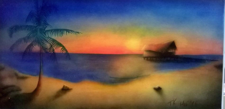 Abendstimmung, Airbrush, Mai 2016, 40x80 cm.jpg von Abendstimmung, Airbrush, Mai 2016, 40x80 cm.jpg
