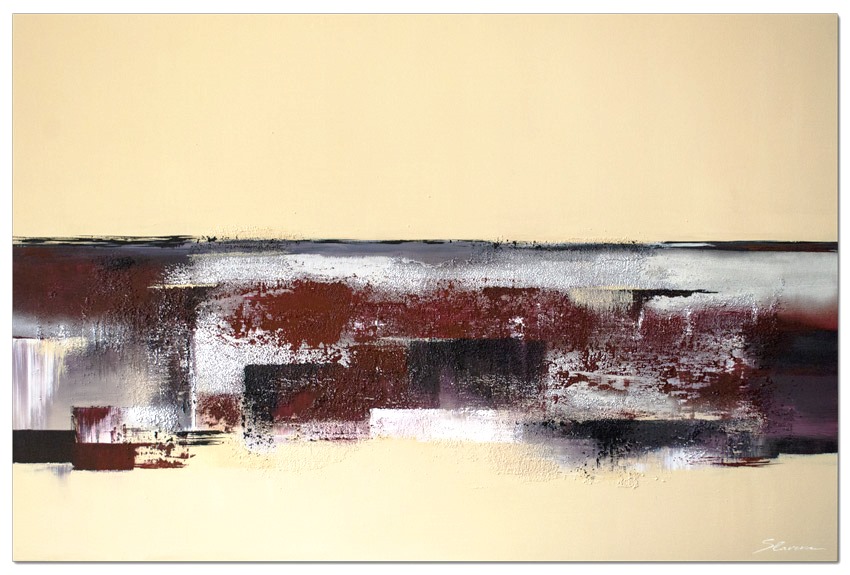 Modernes Wandbild Bordeaux Rot Silber abstrakt von Slavova Art Modernes Wandbild Bordeaux Rot Silber abstrakt