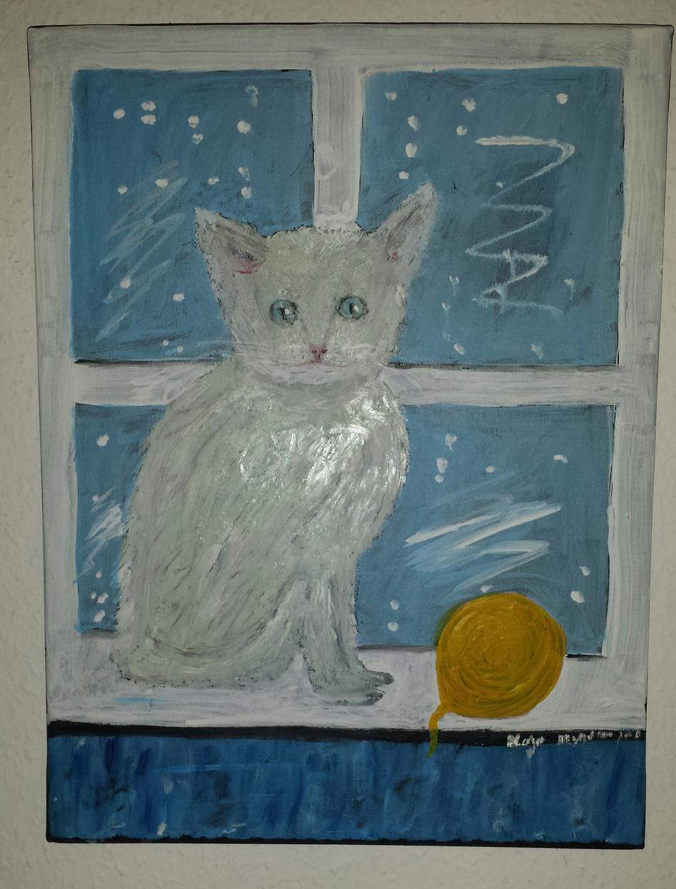 Kunstwerk Katze am Fenster von alaja ashton Kunstwerk Katze am Fenster von alaja ashton