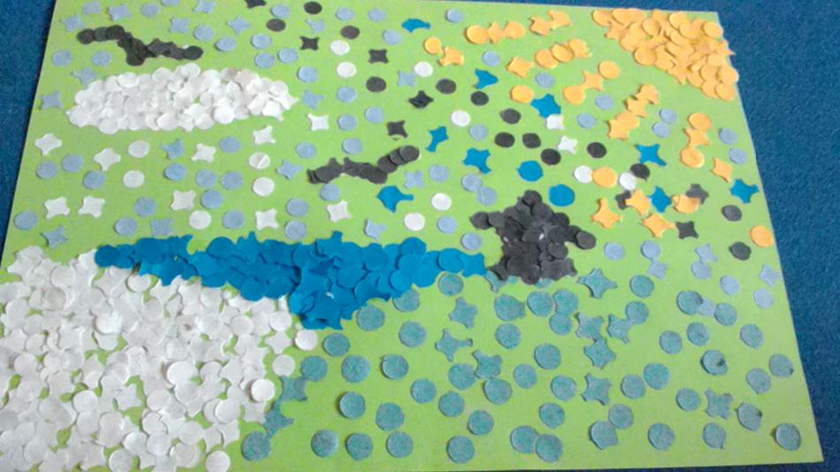 Confettibild Landschaft mit See und Hütte von Confettibild Landschaft mit See und Hütte