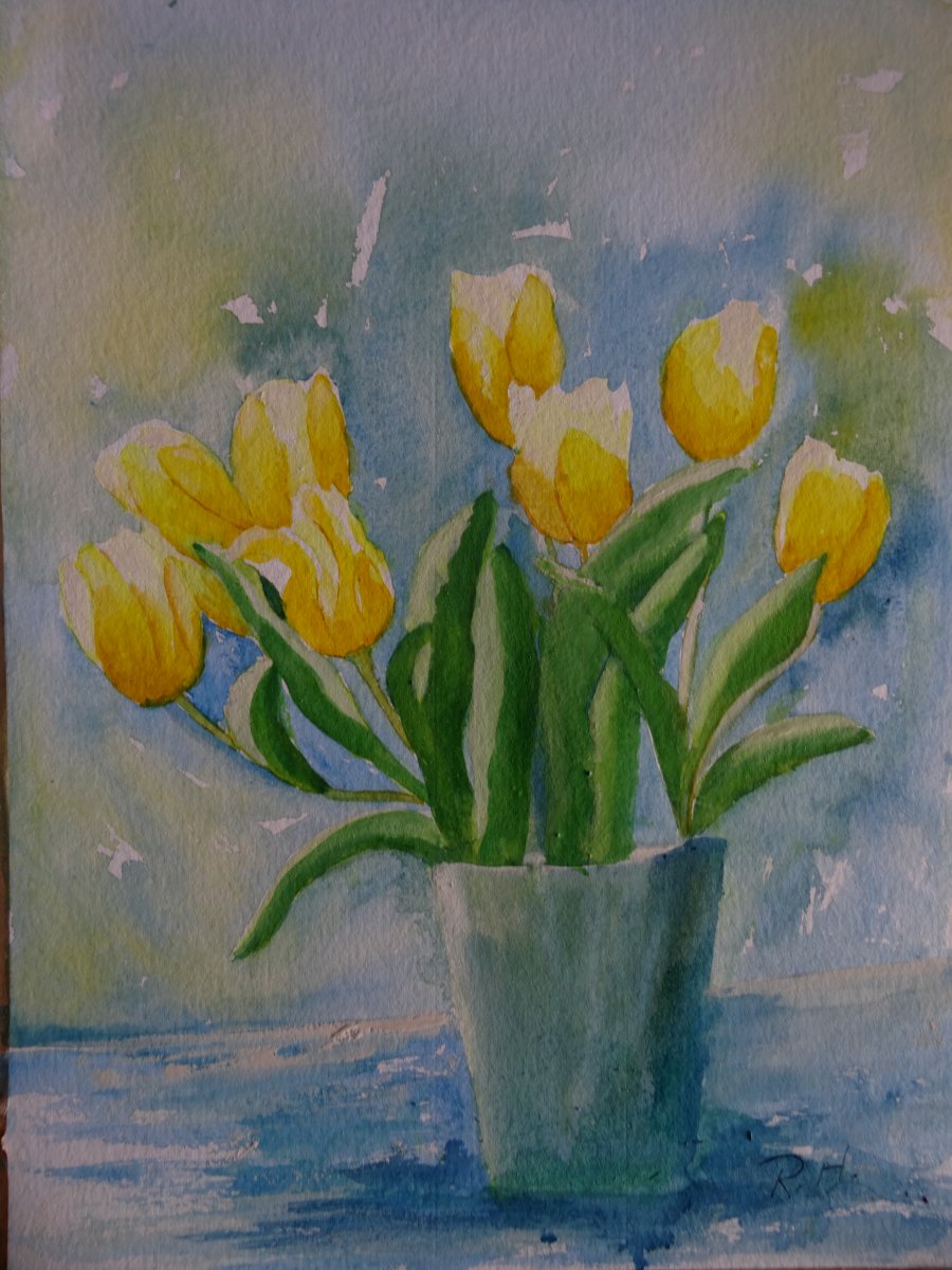 Aquarell Tulpenstrauß von galerie-rosa Aquarell Tulpenstrauß