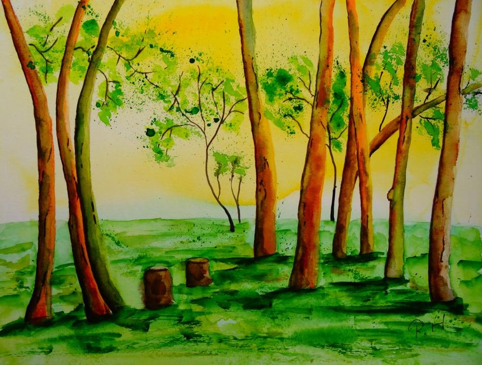 Aquarell Im Wald von galerie-rosa Aquarell Im Wald