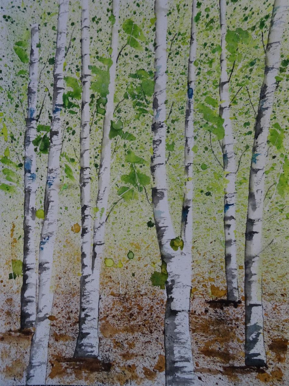 Aquarell Birken von galerie-rosa Aquarell Birken