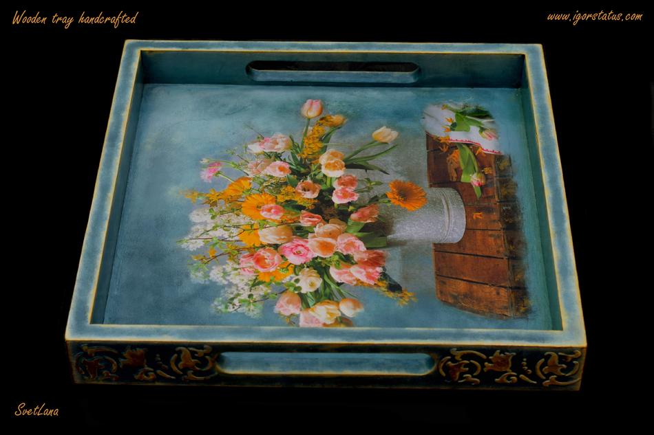 Wooden tray handcrafted (view 1) von SvetLana Wooden tray handcrafted (view 1)