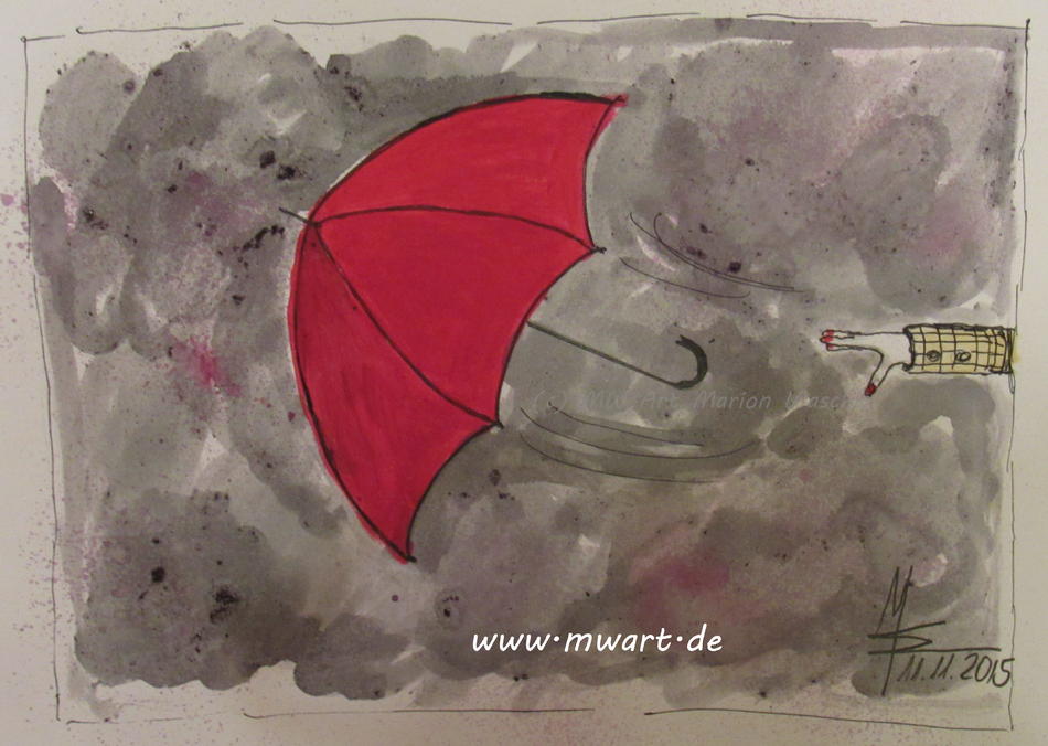 The flying red Umbrella - der fliegende rote Regenschirm von MW Art The flying red Umbrella - der fliegende rote Regenschirm