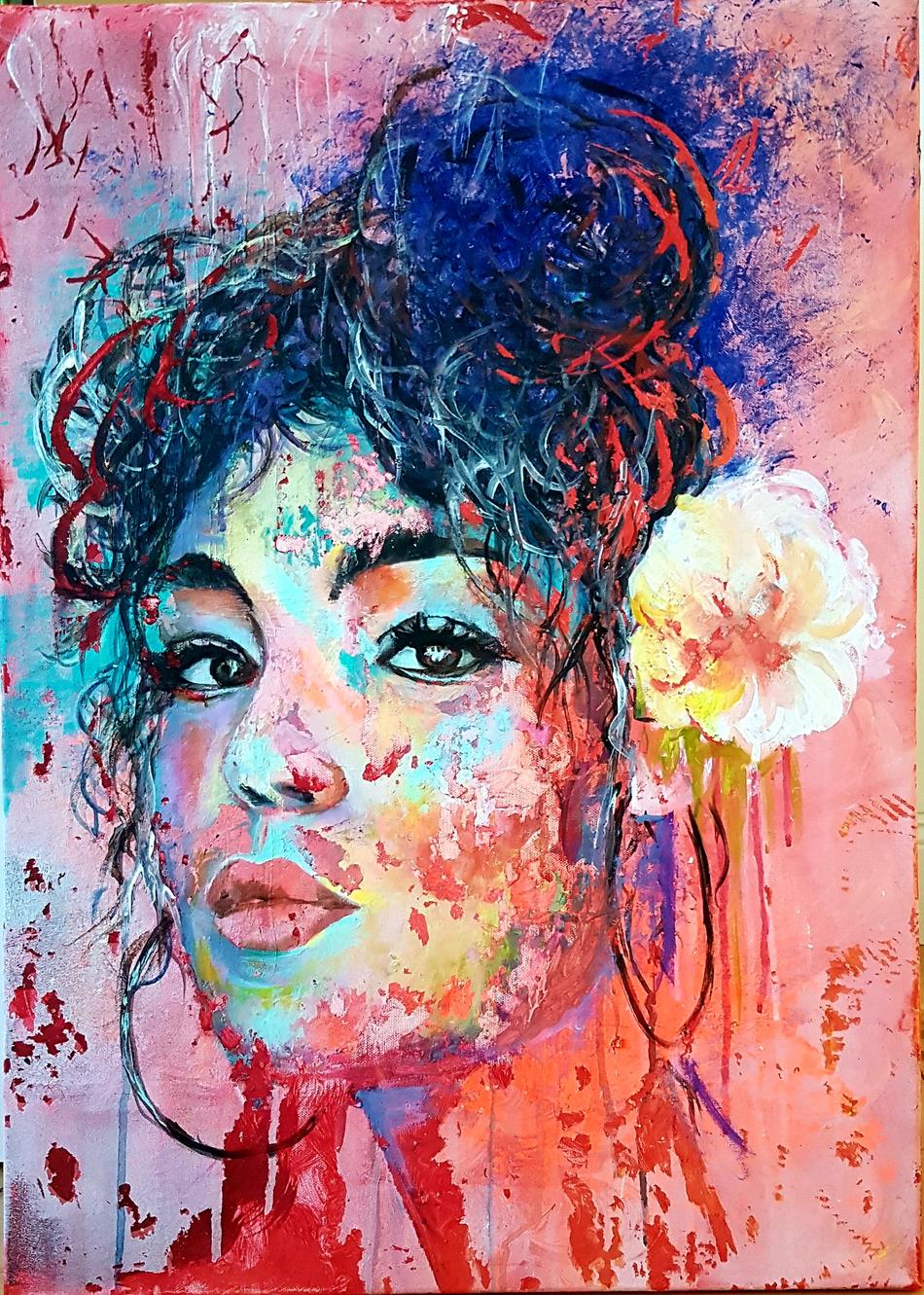 Dame mit Blume von Nathalie Dame mit Blume