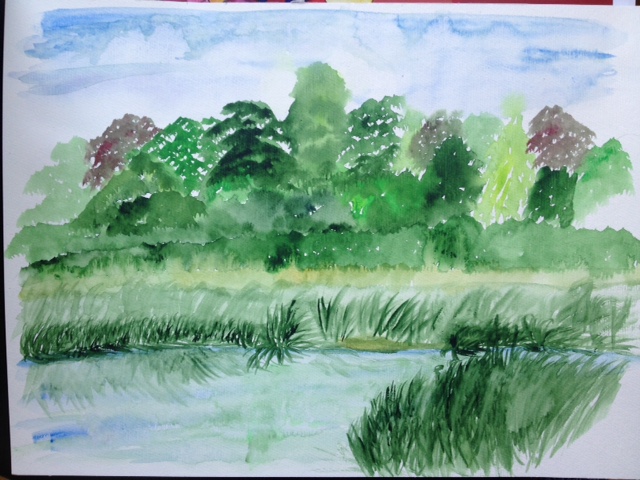 Frühlindslandschaft von Aquamalerei Frühlindslandschaft