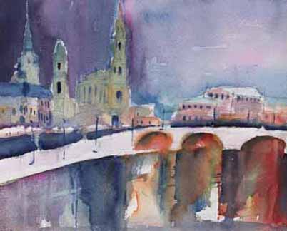 Dresden I - Blick über die Elbe von Berthold M Rubenbauer Dresden I - Blick über die Elbe