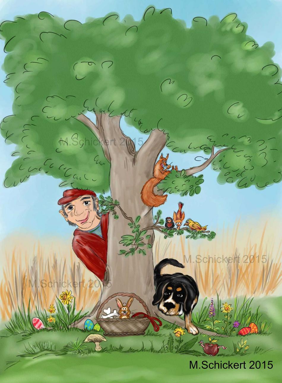 Kinderbuchillustrationen Ostern, Hundegeschichte von Illustrationie Kinderbuchillustrationen Ostern, Hundegeschichte