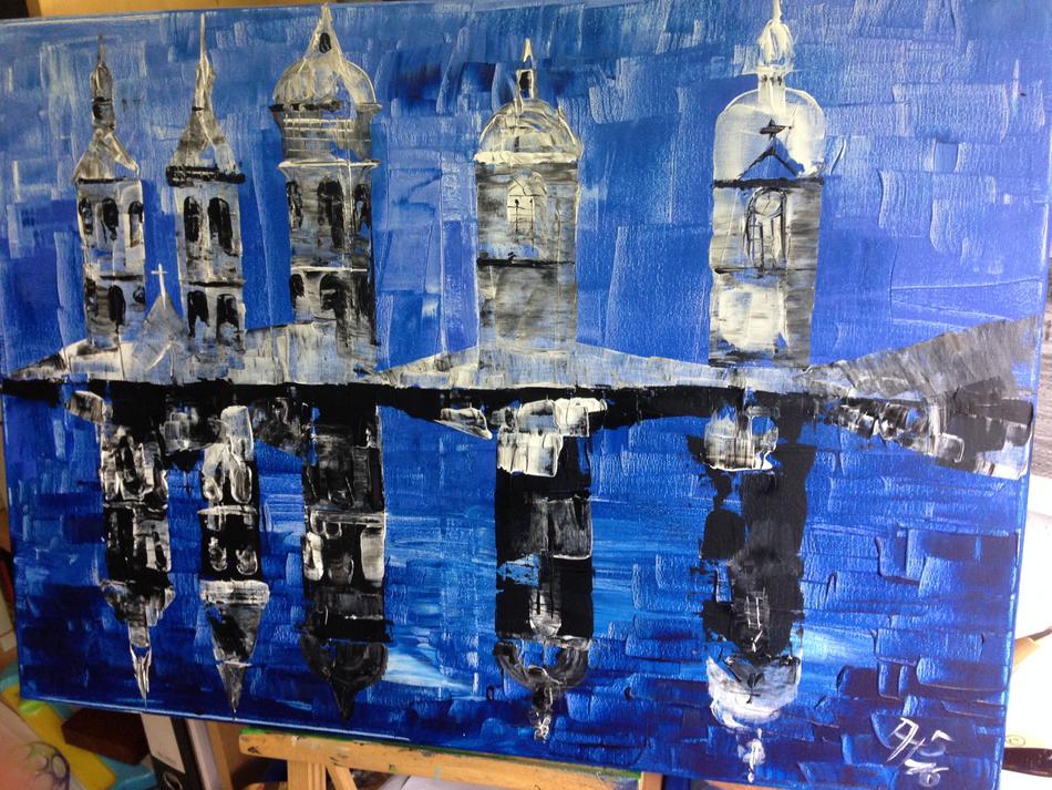 Blauer Vierkirchenblick In Göttingen von AHZeichnungen Blauer Vierkirchenblick In Göttingen