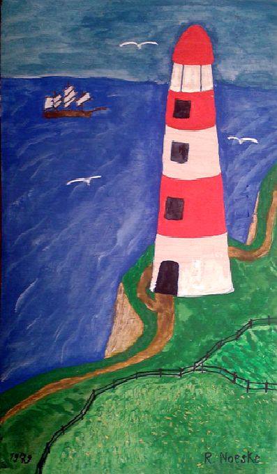 Steilküste mit Leuchtturm von Reinhard Noeske Steilküste mit Leuchtturm