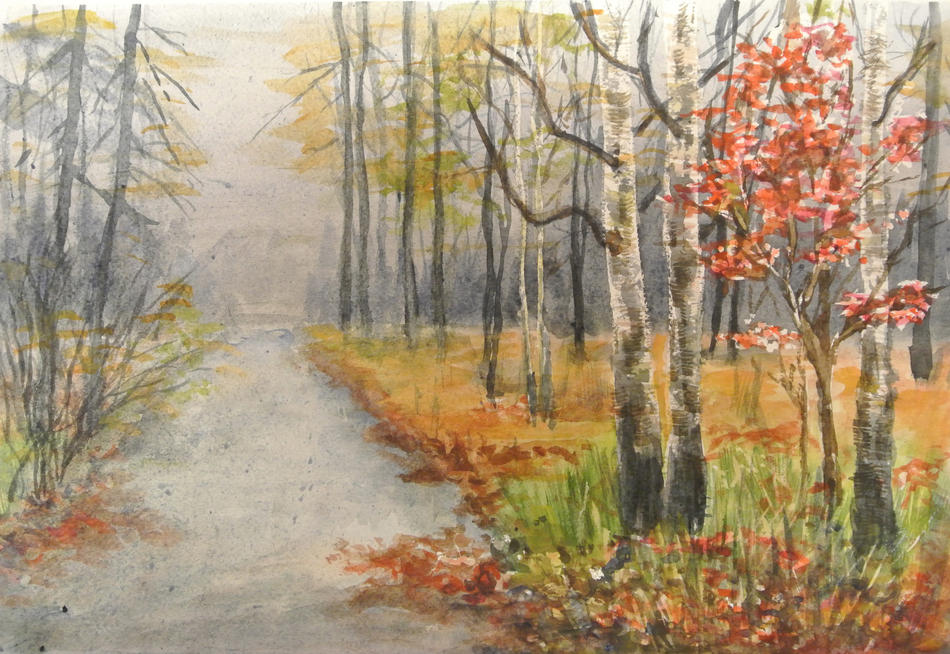 Waldweg mit Bäumen von Mizina Waldweg mit Bäumen