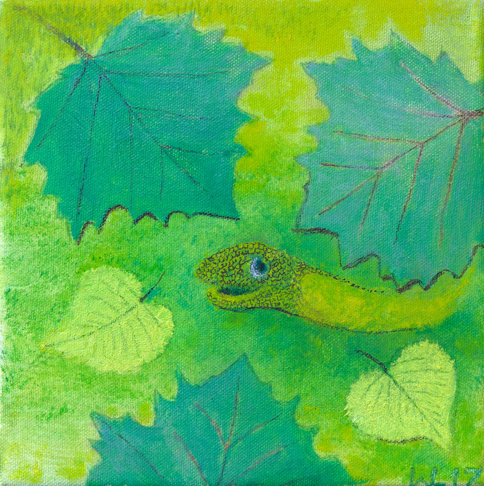Reptil unter Blättern von Reptil unter Blättern