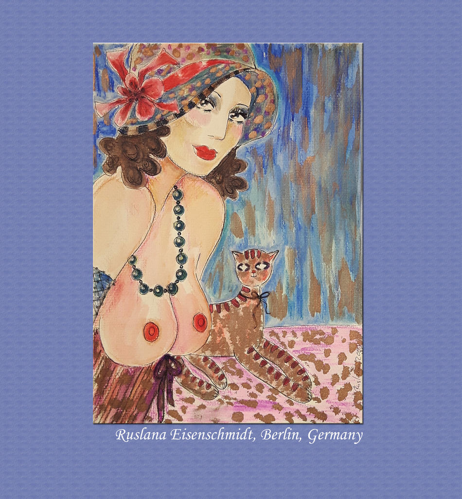 Fine art nude donne modello firmato a mano femminile nude anni '30 big boob cat von Ruslana Eisenschmidt art Fine art nude donne modello firmato a mano femminile nude anni '30 big boob cat