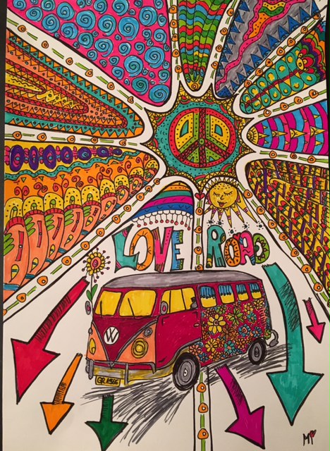 Hippie Bus Love Road von Mensch Mi Hippie Bus Love Road