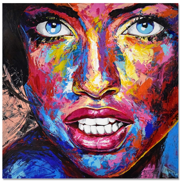 Original Gemälde Leinwand Acryl modern Gesicht abstrakt Bild 878 Hand Portrait von EUGEN DICK Original Gemälde Leinwand Acryl modern Gesicht abstrakt Bild 878 Hand Portrait
