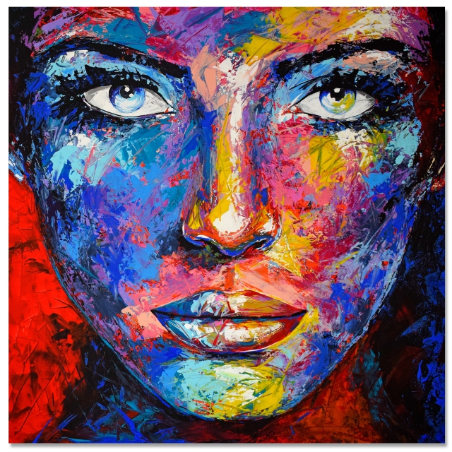 Original Gemälde Leinwand Acryl modern Gesicht abstrakt Bild 877 Hand Portrait von EUGEN DICK Original Gemälde Leinwand Acryl modern Gesicht abstrakt Bild 877 Hand Portrait