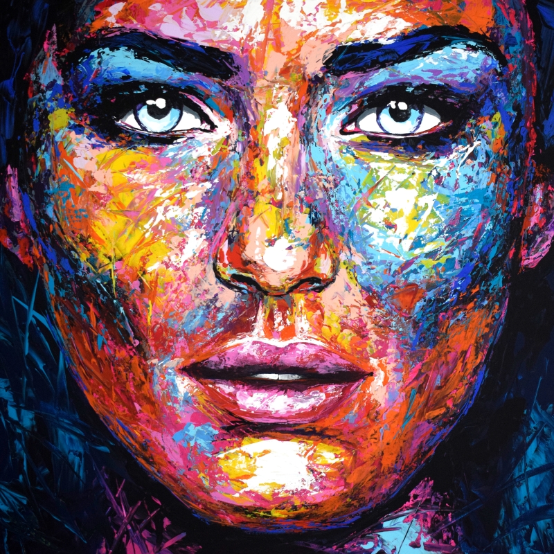 Original Gemälde Leinwand Acryl modern Gesicht abstrakt Bild 896 Hand Portrait von EUGEN DICK Original Gemälde Leinwand Acryl modern Gesicht abstrakt Bild 896 Hand Portrait