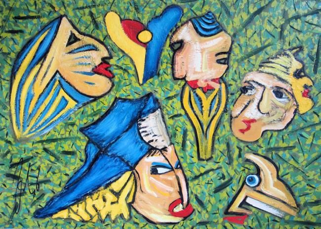 Masks In Blue von Alexander Zalik Masks In Blue