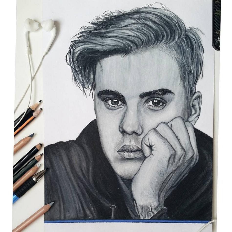 Justin Bieber Portrait Print von 2000rashpal Justin Bieber Portrait Print