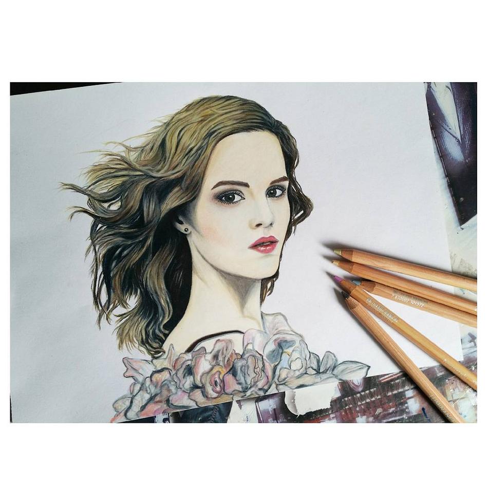 Emma Watson Portrait Print von 2000rashpal Emma Watson Portrait Print