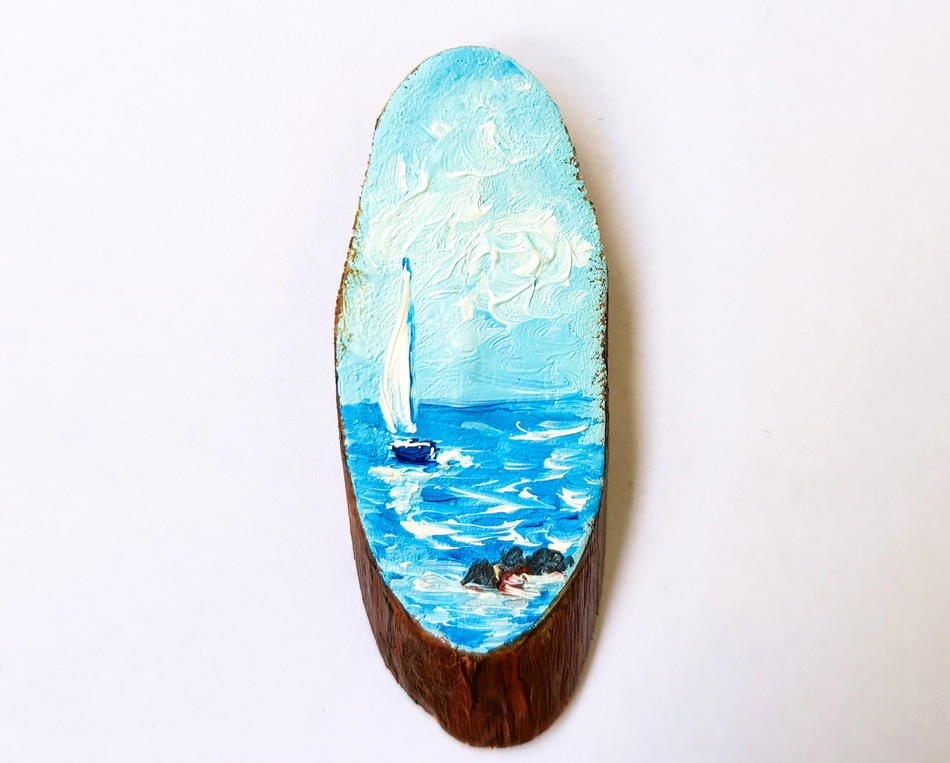 Sailboat miniature ACEO von S.Ril Sailboat miniature ACEO
