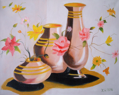 Vasen mit Blumen von Karl Wölger Vasen mit Blumen