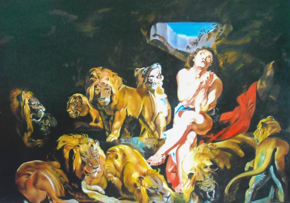 Daniel in der Löwengrube von Karl Wölger Daniel in der Löwengrube