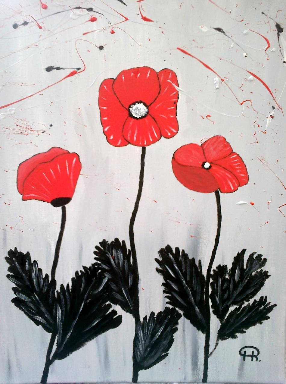 Bild Blumen in rot,schwarz, grau von Bild Blumen in rot,schwarz, grau