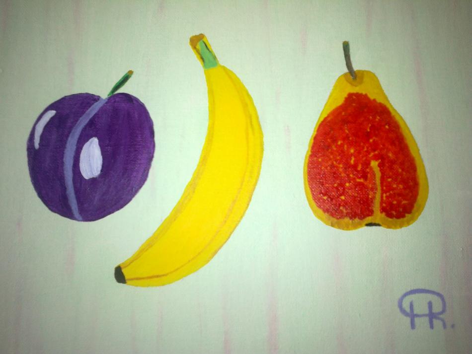 Pflaume, Banane, Birne. von Pflaume, Banane, Birne.