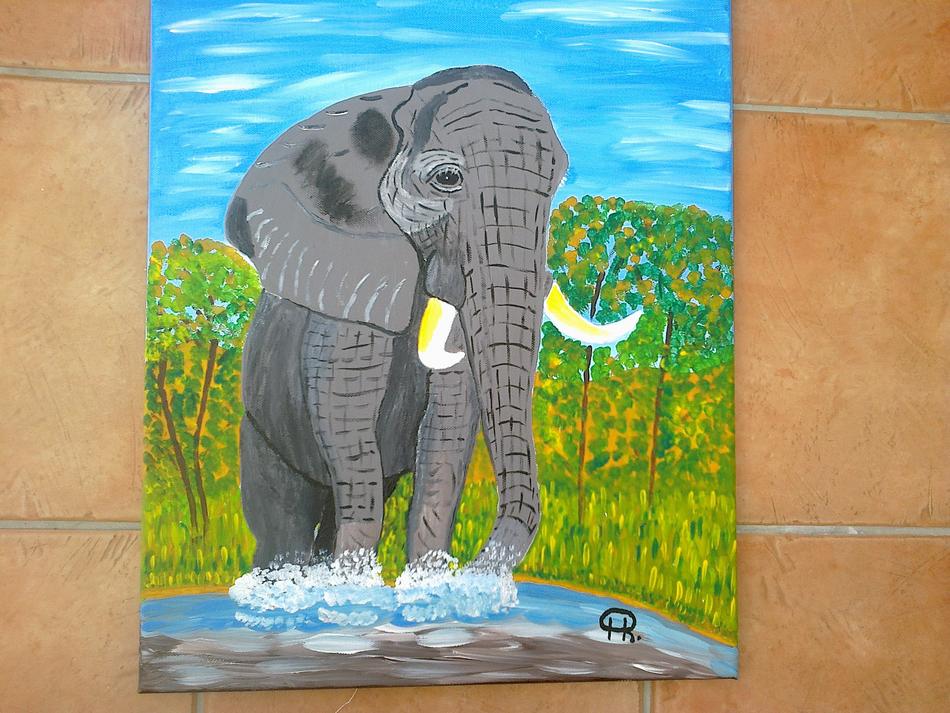 Elefant am Wasserloch von Elefant am Wasserloch