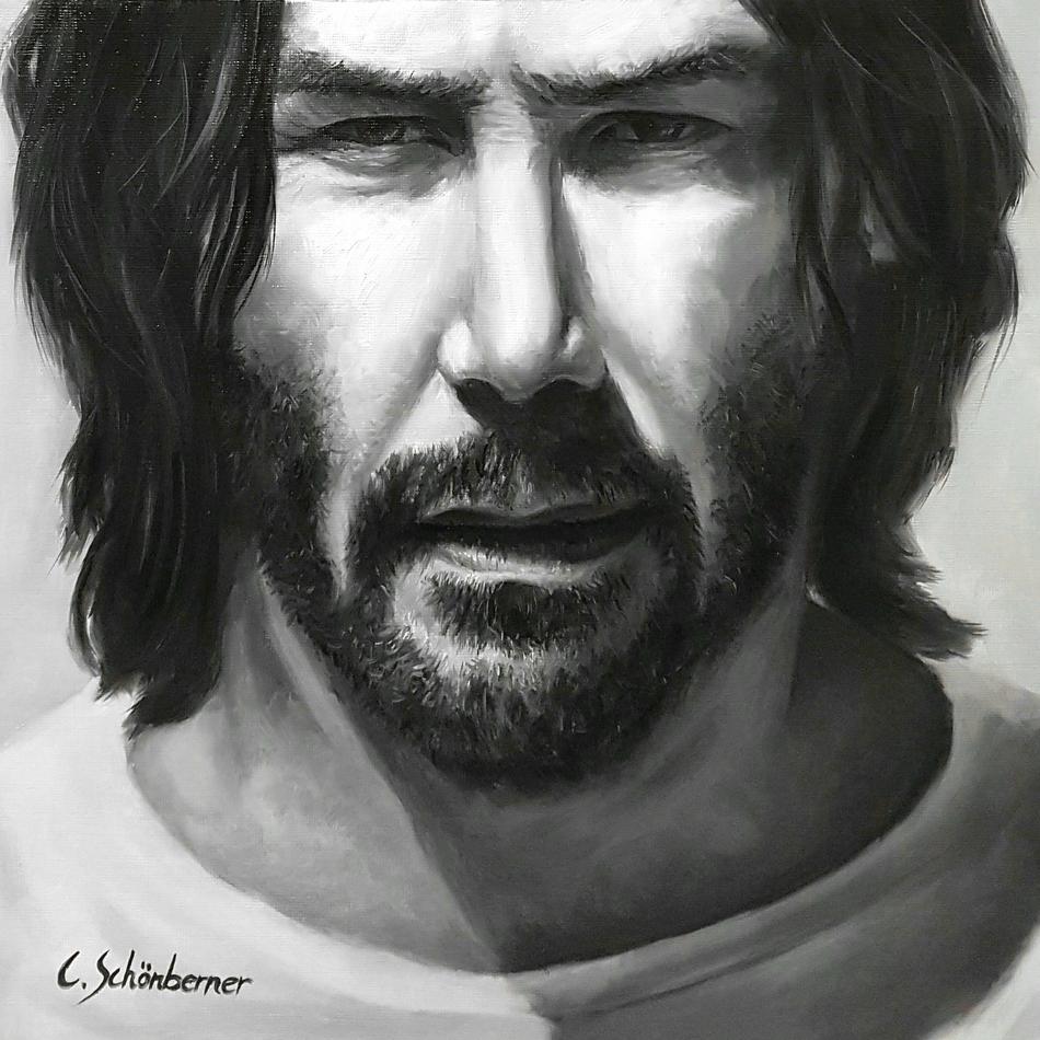 Portrait von Keanu Reeves von Portrait von Keanu Reeves