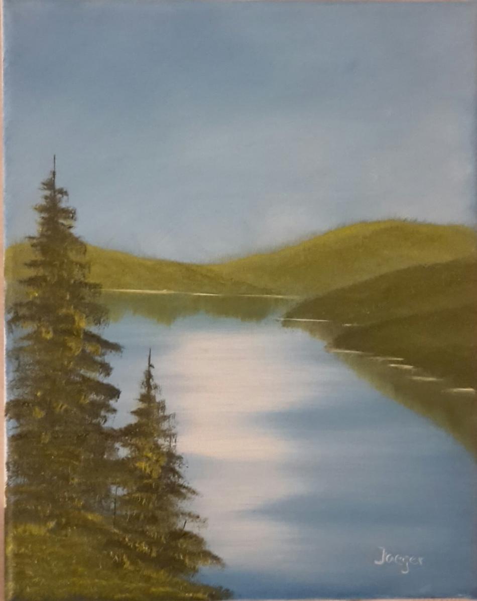Landschaft mit Tannen von Sarah Jaeger Landschaft mit Tannen
