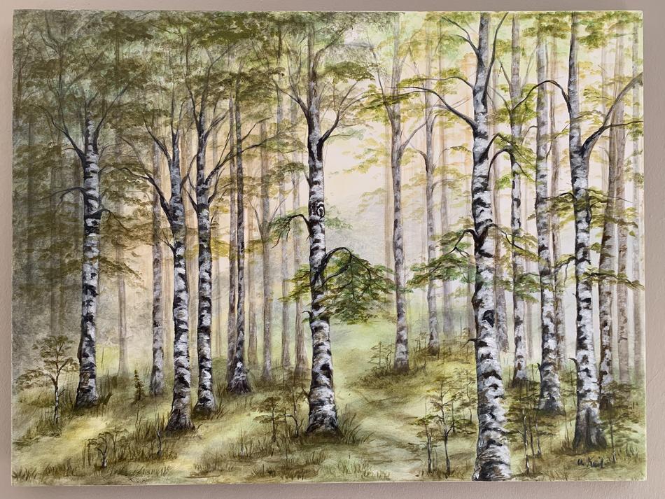 Birkenwald in der Morgendämmerung von Ute Birkenwald in der Morgendämmerung