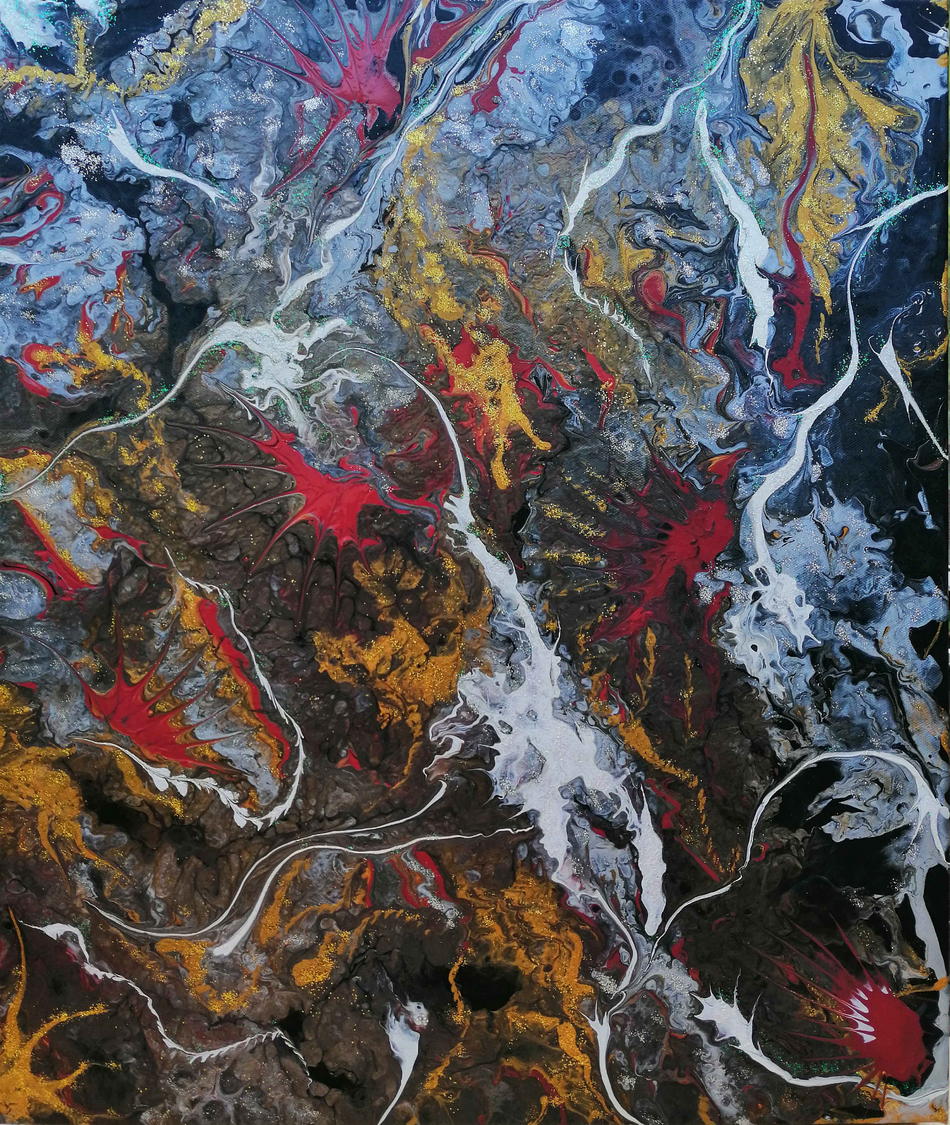 Acryl rot/gold von Ju Acryl rot/gold