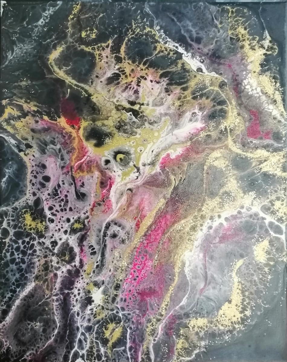 Abstrakt gold/magenta von Ju Abstrakt gold/magenta