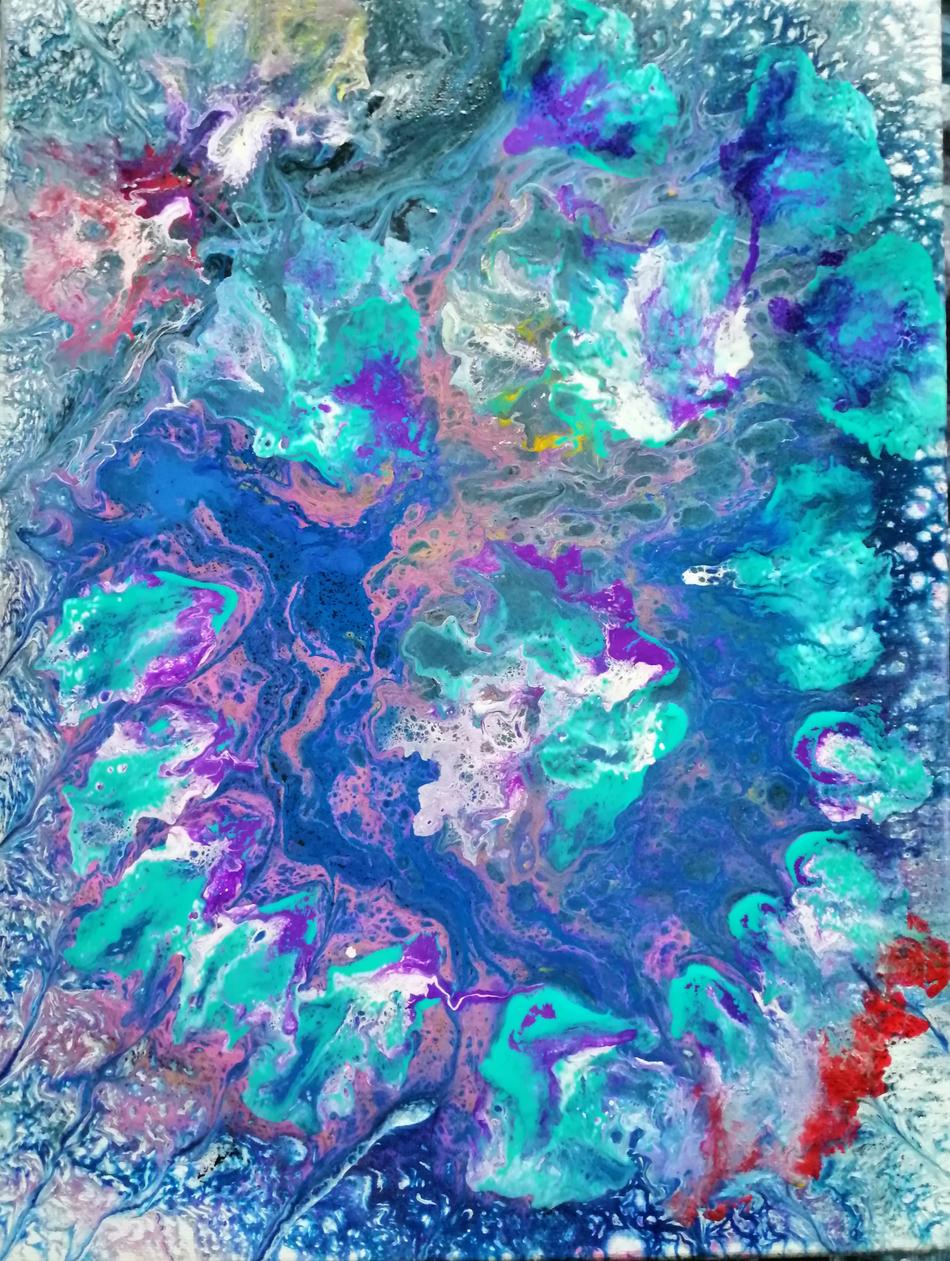 Abstrakt Blau / Lila von Ju Abstrakt Blau / Lila