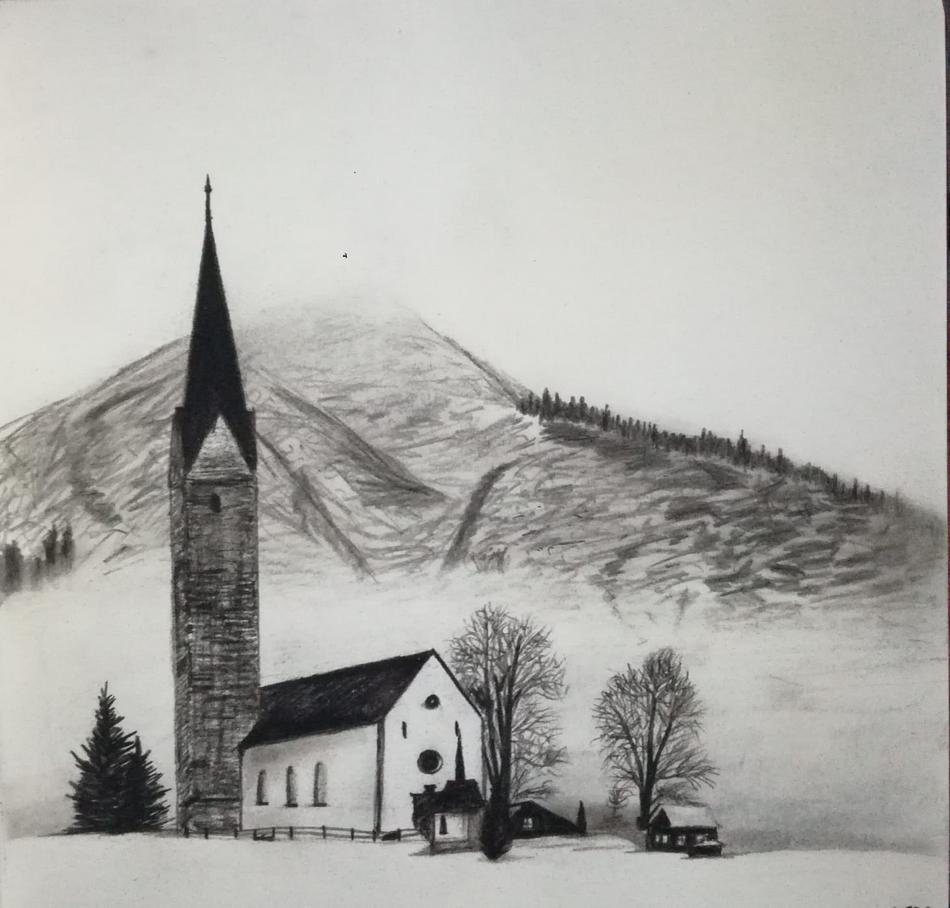 church in alps von Splisserkunst church in alps
