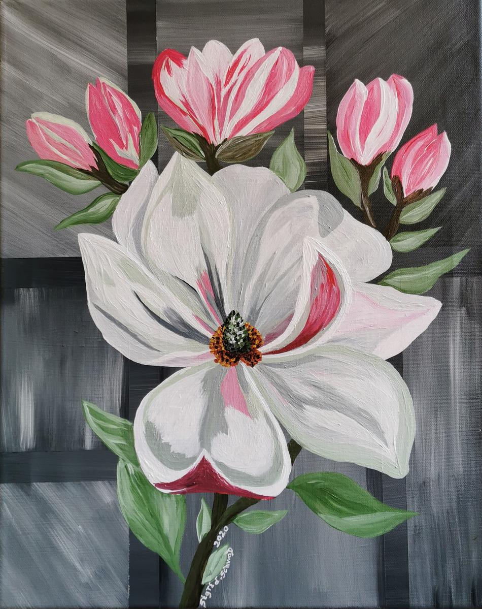 Magnolienast,rote Magnolien von Wuzi1 Magnolienast,rote Magnolien
