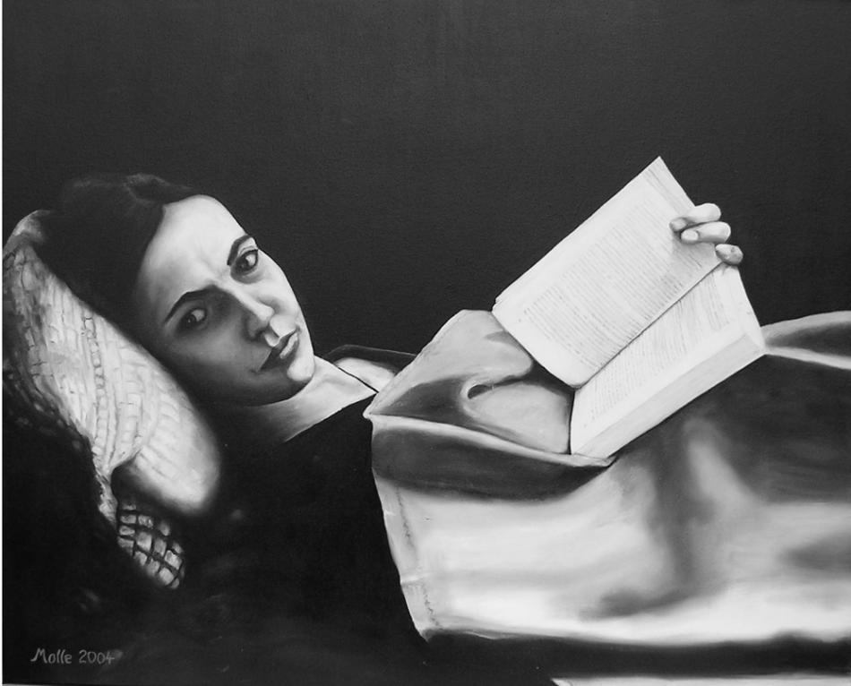Frau mit Buch von Molle Frau mit Buch