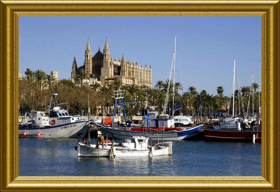 Fischerhafen Palma mit Kathedrale von Reubild Fischerhafen Palma mit Kathedrale