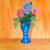 Rosen und Mohn Blumen in blauer Vase von MH